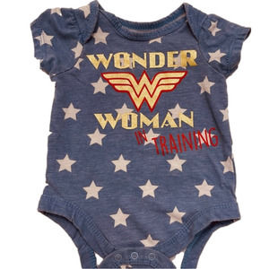 𝅺gold Glitter Wonder Woman in Training Onesie